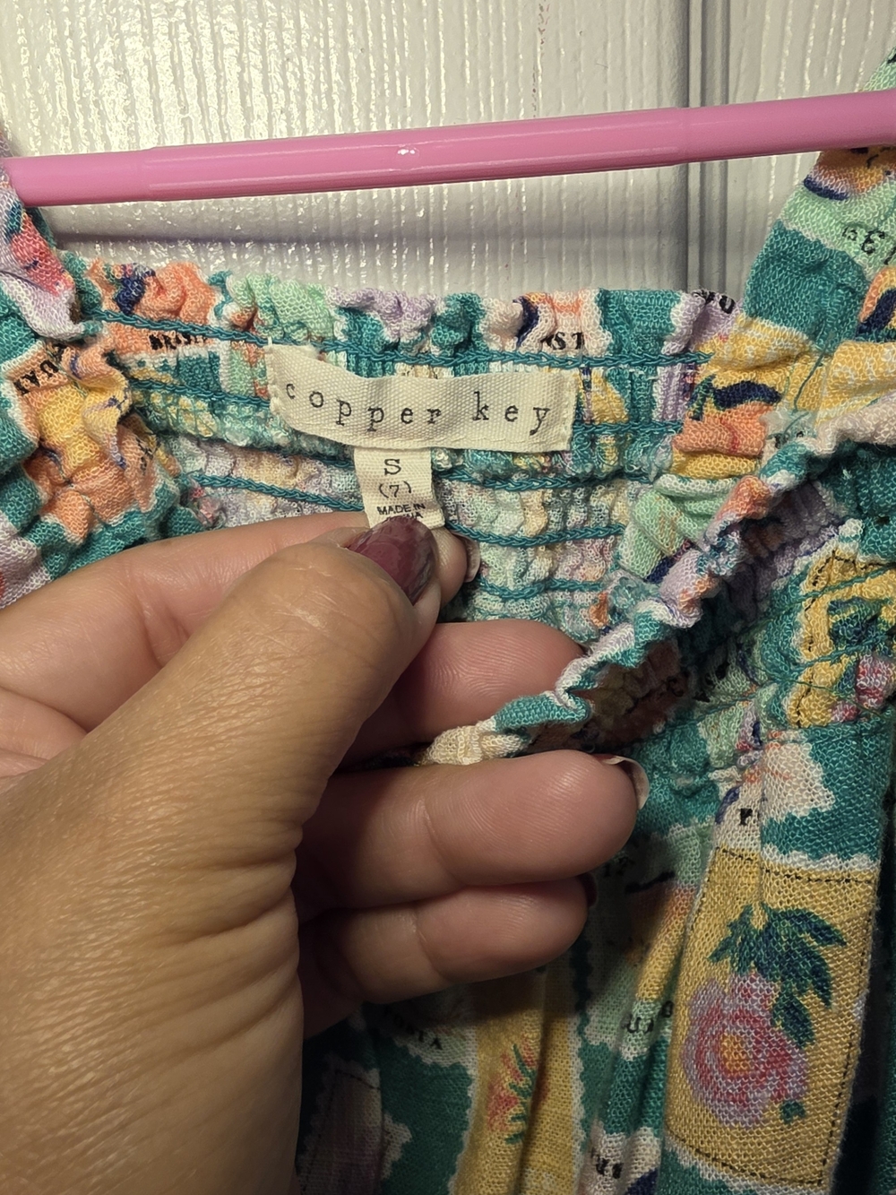 Copper Key Green Floral-Print Ruffled Sundress - Picture 7 of 8